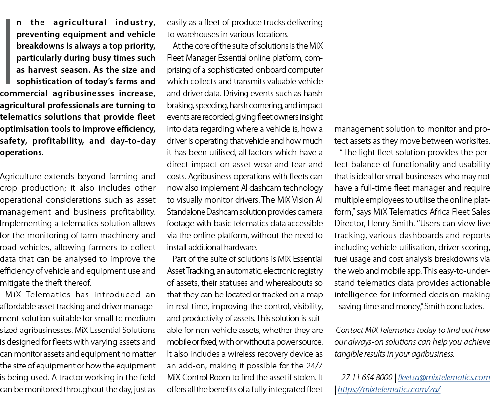 In the agricultural industry, preventing equipment and vehicle breakdowns is always a top priority, particularly duri...
