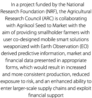 In a project funded by the National Research Foundation (NRF), the Agricultural Research Council (ARC) is collaborati...
