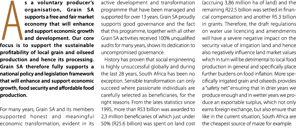 As a voluntary producer’s organisation, Grain SA supports a free and fair market economy that will enhance and suppor...