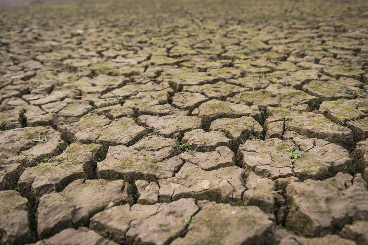 View of dried cracked mud in Nanchang,China.