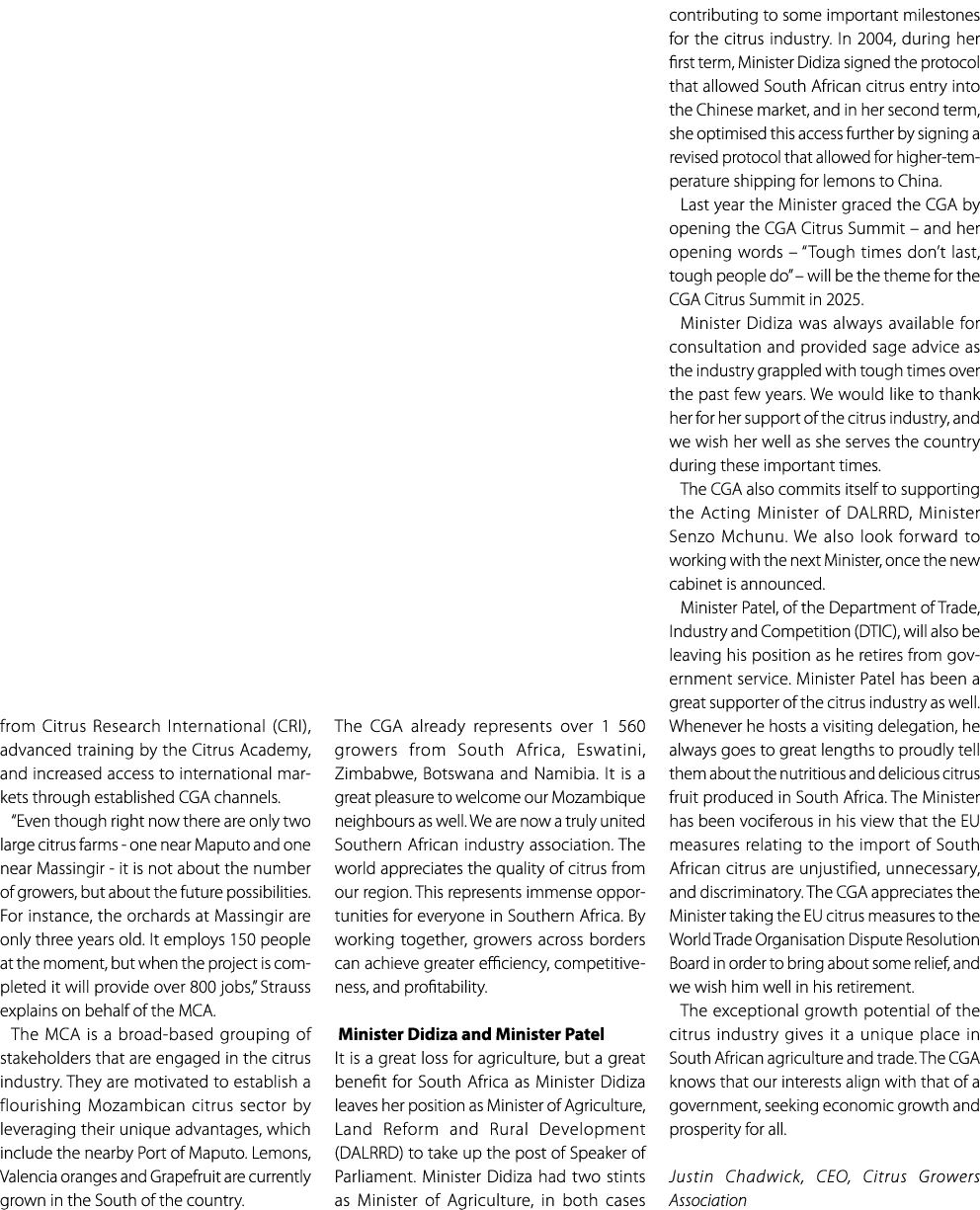 from Citrus Research International (CRI), advanced training by the Citrus Academy, and increased access to internatio...