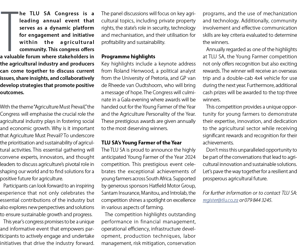 The TLU SA Congress is a leading annual event that serves as a dynamic platform for engagement and initiative within ...