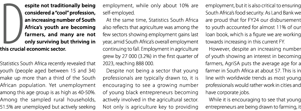 Despite not traditionally being considered a “cool” profession, an increasing number of South Africa’s youth are beco...