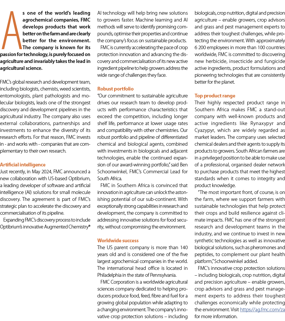 As one of the world’s leading agrochemical companies, FMC develops products that work better on the farm and are clea...