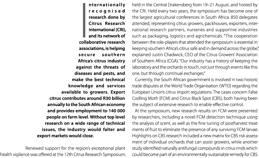 Internationally recognised research done by Citrus Research International (CRI), and its network of collaborative res...