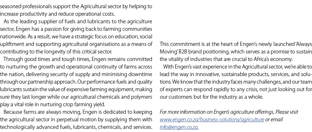 seasoned professionals support the Agricultural sector by helping to increase productivity and reduce operational cos...