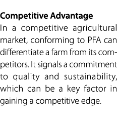 Competitive Advantage In a competitive agricultural market, conforming to PFA can differentiate a farm from its compe...