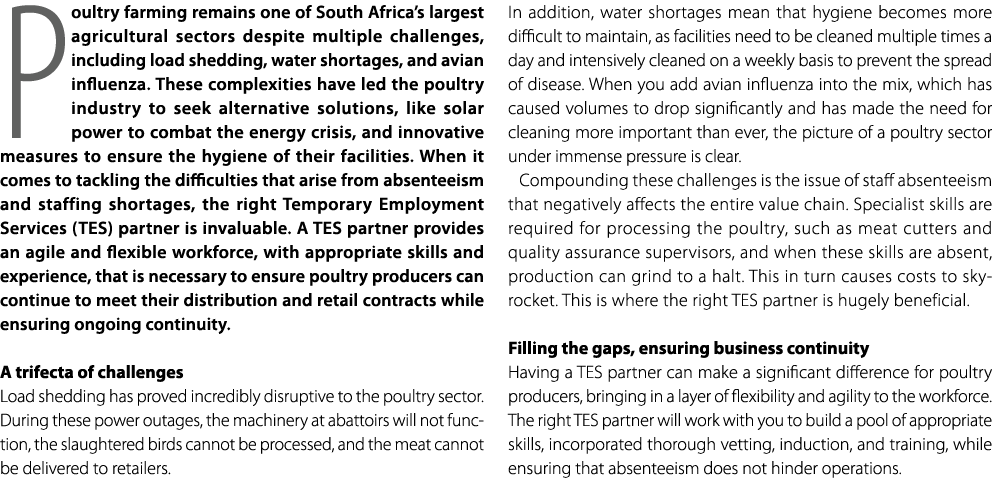 Poultry farming remains one of South Africa’s largest agricultural sectors despite multiple challenges, including loa...