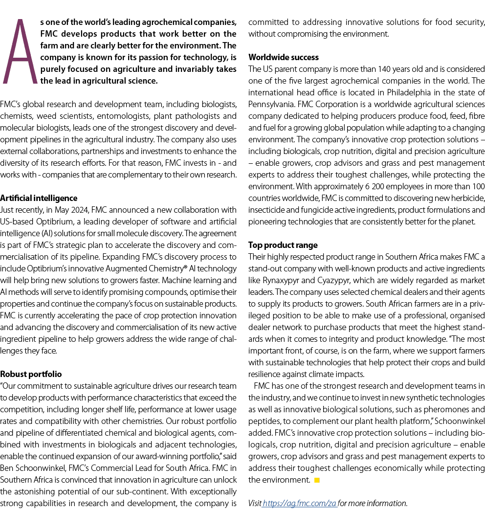 As one of the world’s leading agrochemical companies, FMC develops products that work better on the farm and are clea...