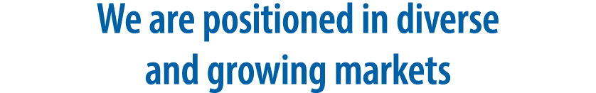 We are positioned in diverse and growing markets 