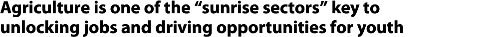 Agriculture is one of the “sunrise sectors” key to unlocking jobs and driving opportunities for youth 