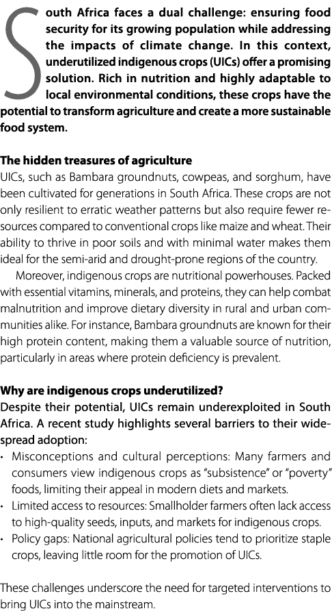 South Africa faces a dual challenge: ensuring food security for its growing population while addressing the impacts o...