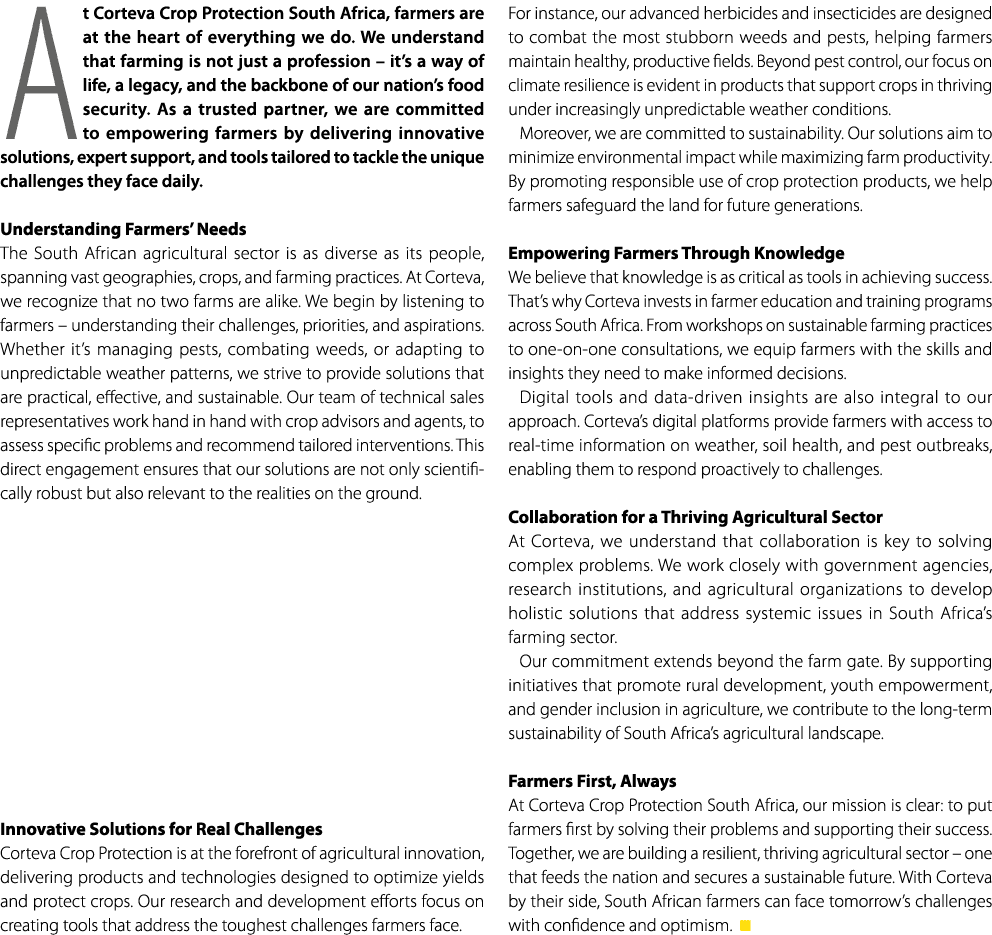 At Corteva Crop Protection South Africa, farmers are at the heart of everything we do. We understand that farming is ...