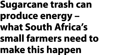 Sugarcane trash can produce energy – what South Africa’s small farmers need to make this happen 