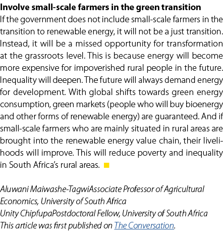 Involve small scale farmers in the green transition If the government does not include small scale farmers in the tra...