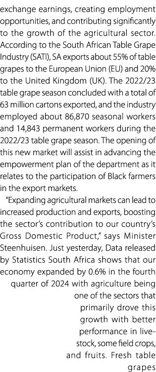 exchange earnings, creating employment opportunities, and contributing significantly to the growth of the agricultura...