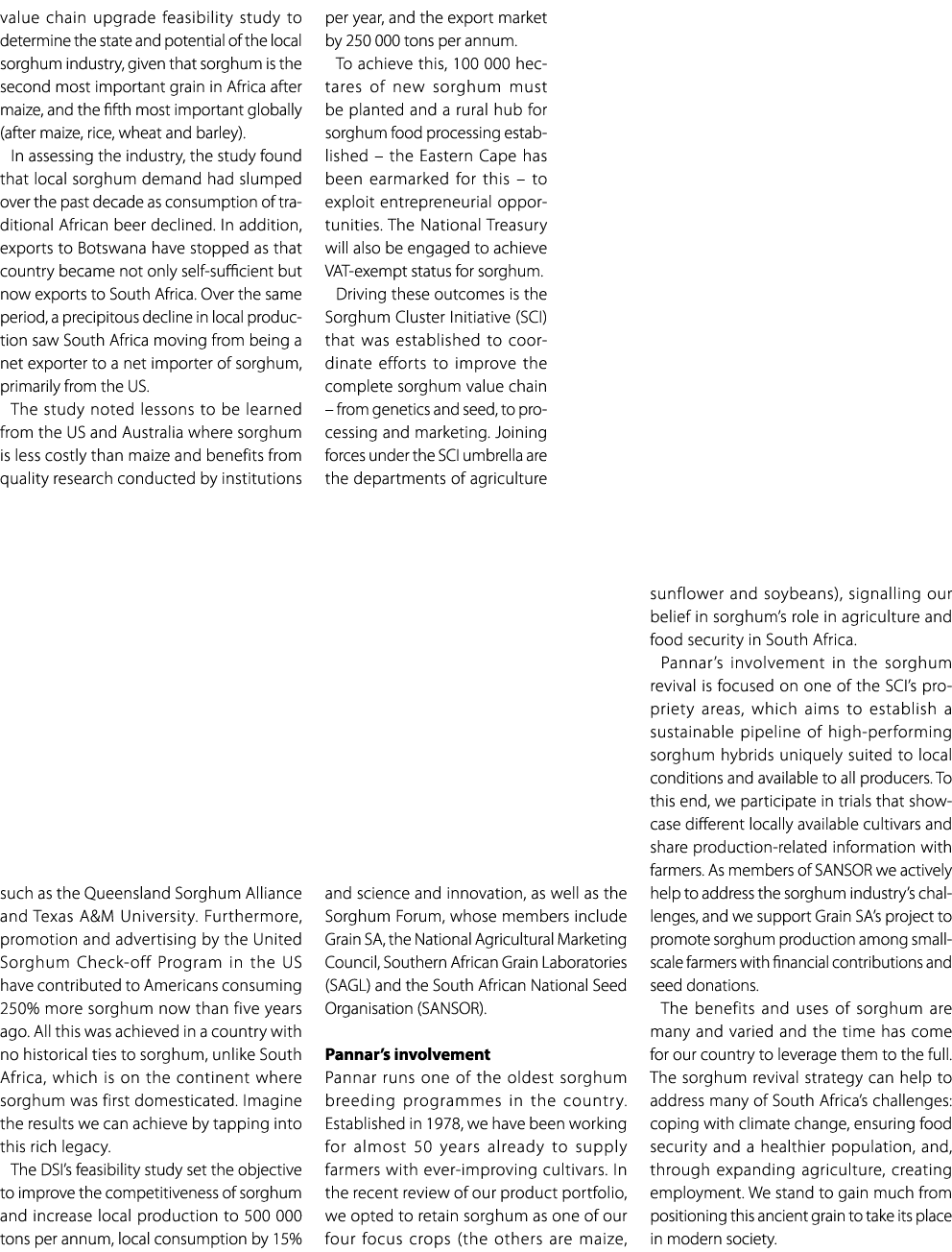 value chain upgrade feasibility study to determine the state and potential of the local sorghum industry, given that ...