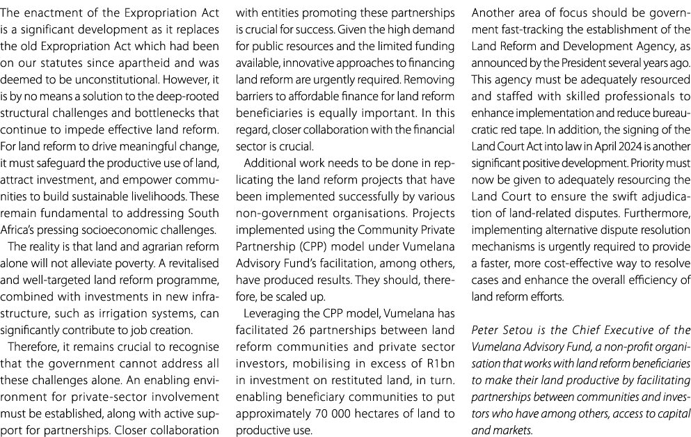 The enactment of the Expropriation Act is a significant development as it replaces the old Expropriation Act which ha...