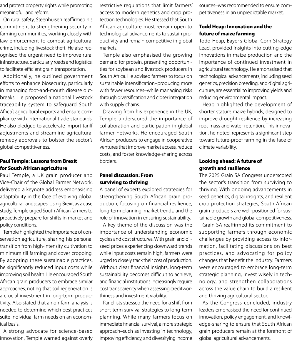 and protect property rights while promoting meaningful land reform. On rural safety, Steenhuisen reaffirmed his commi...