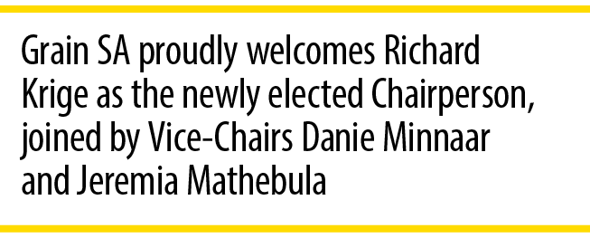 Grain SA proudly welcomes Richard Krige as the newly elected Chairperson, joined by Vice Chairs Danie Minnaar and Jer...